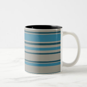 Striped blue grey Two-Tone coffee mug