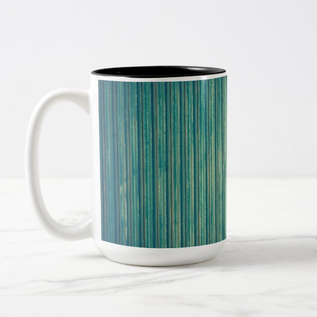 Striped Blue Lines Two-Tone Coffee Mug (Left)