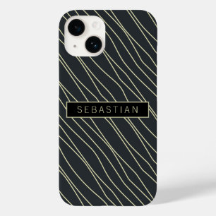Striped Blue Pattern Personalised Case-Mate iPhone 14 Case