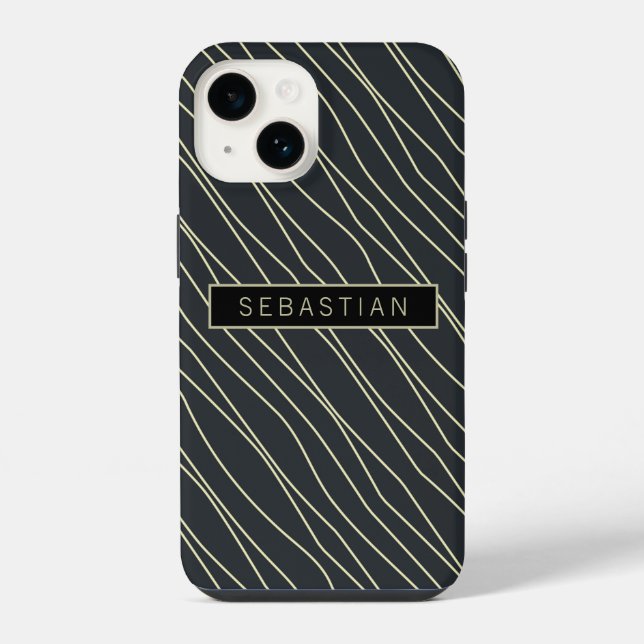 Striped Blue Pattern Personalised Case-Mate iPhone Case (Back)