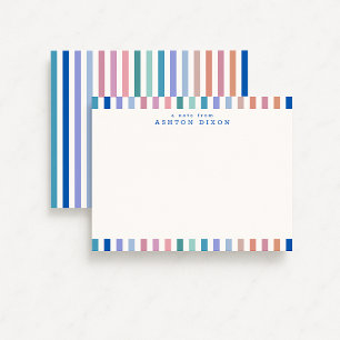 Striped Border Blue Accent Modern Note Card