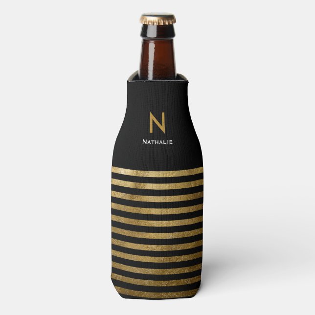 striped bottle cooler with name (Bottle Front)