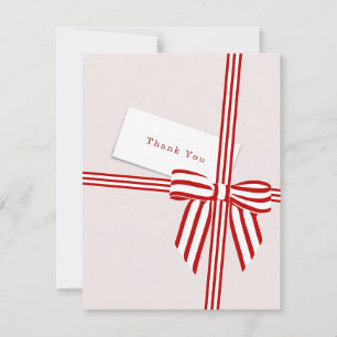 Striped Bow Flat Thank You Card