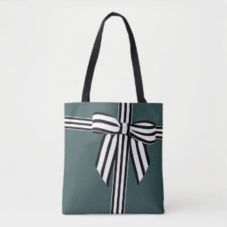 Striped Bow Tote Bag Green