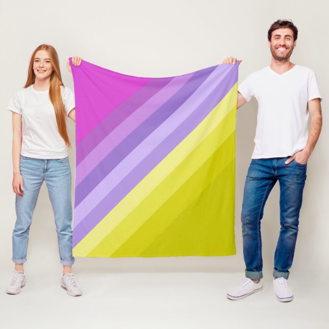 Striped, bright fleece blanket (In Situ)