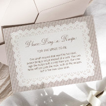 Striped Brown Lace Bridal Shower Recipe Request