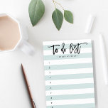 Striped Brush Lettered To-Do List Post-it Notes<br><div class="desc">Chic yet whimsical striped post-it notes in pale icy sea green and white feature "to do list" at the top in trendy brush lettered typography and your name or monogram beneath,  with numbered lines 1-10 to keep track of all your most important tasks.</div>