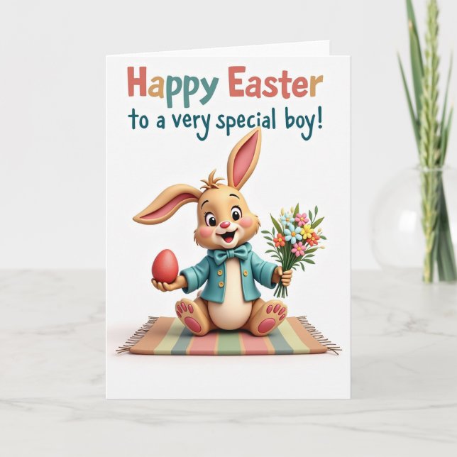 Striped Bunny Spring Card (Front)
