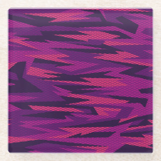 Striped Camouflage: Abstract Geometric Pattern Glass Coaster