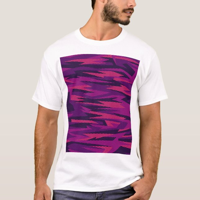 Striped Camouflage: Abstract Geometric Pattern T-Shirt (Front)
