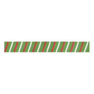 Striped Candy Cane Green Red White Grosgrain Ribbon