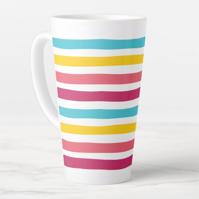 Striped Candy! Cute Fun Colourful  Latte Mug (Left Angle)