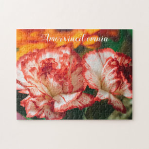 Striped carnations and gerbera jigsaw puzzle