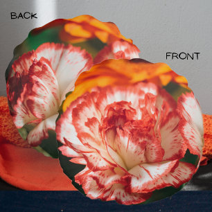 Striped carnations and gerbera round cushion