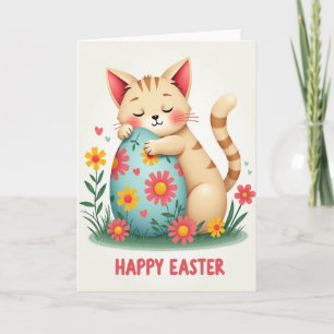 Striped Cat Easter Egg Card