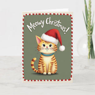 Striped Cat Festive Card