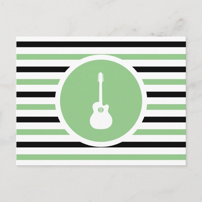 Striped Chic Acoustic Guitar Postcard (Front)