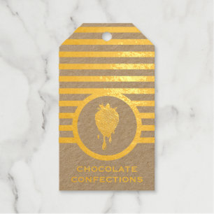 Striped Chic Chocolate Strawberry Business Card Gift Tags