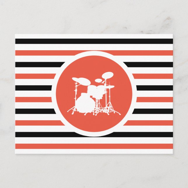 Striped Chic Drums Postcard (Front)