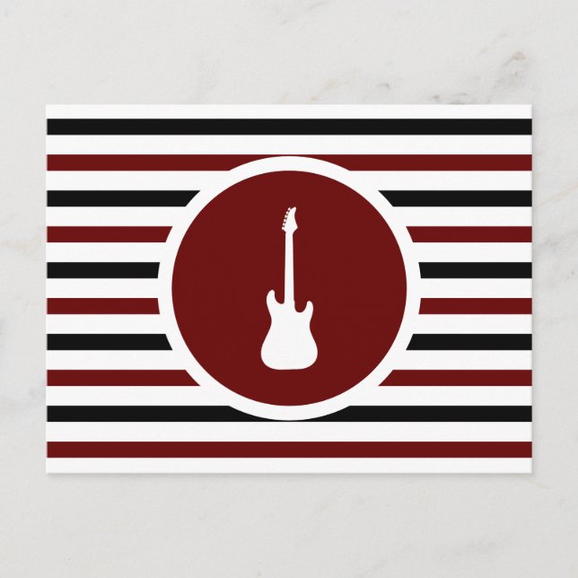 Striped Chic Electric Guitar Postcard (Front)