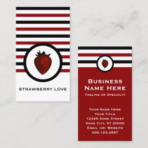 Striped Chic Strawberry Business Card