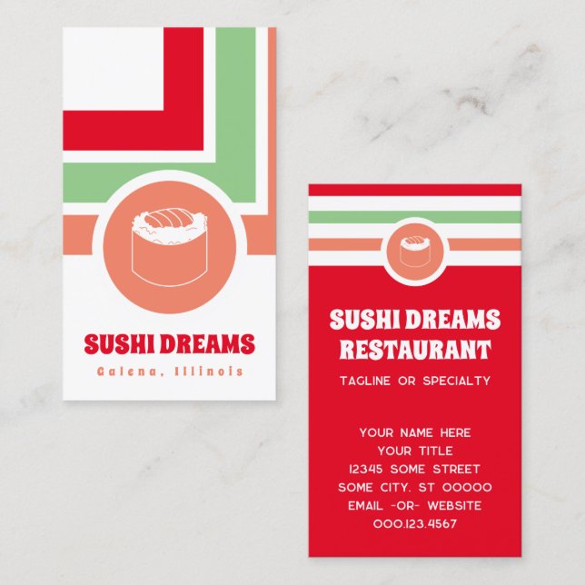 Striped Chic Sushi Business Card (Front/Back)