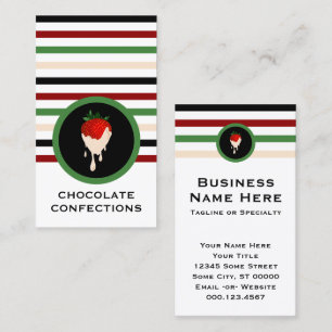 Striped Chic White Chocolate Strawberry Business C Card