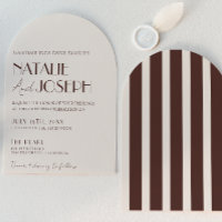 Striped Chocolate Brown Old Money Arched Wedding