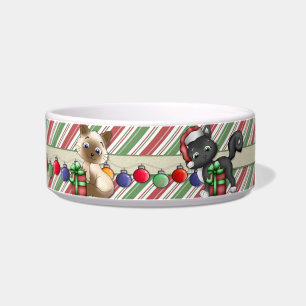 Striped Christmas Holiday Cat Dish - Customise