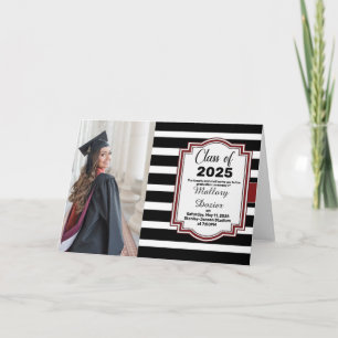 Striped Classic Graduation Photo Invitation