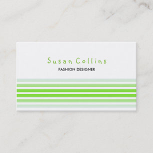 Striped Clean Fashion Lime Green Simple Business Card