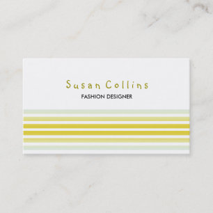 Striped Clean Fashion Lime Yellow  Simple Business Card