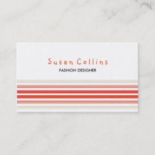 Striped Clean Fashion Red Simple Business Card