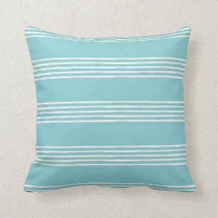 Striped Coastal Aqua Throw Pillow