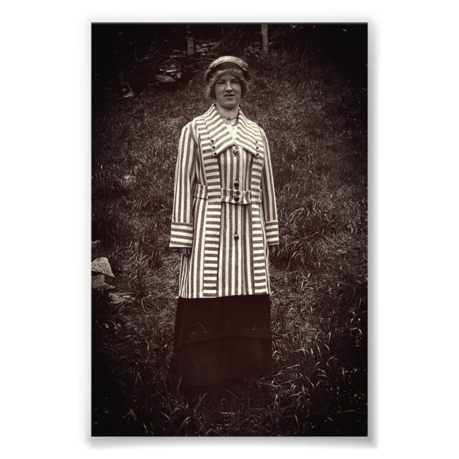 Striped Coat Fashionable Juneau Alaska Woman Photo Print (Front)