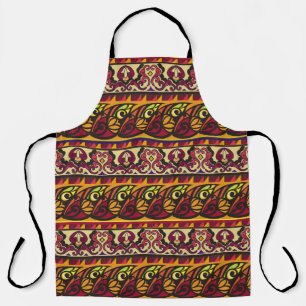 Striped colourful ethnic seamless ornament. Floral Apron