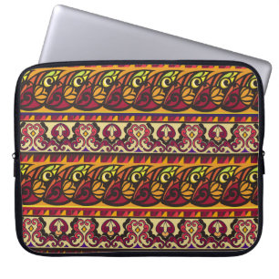 Striped colourful ethnic seamless ornament. Floral Laptop Sleeve