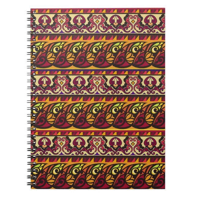 Striped colourful ethnic seamless ornament. Floral Notebook (Front)