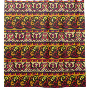 Striped colourful ethnic seamless ornament. Floral Shower Curtain