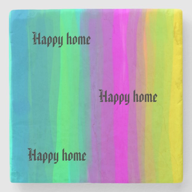 Striped colours design  stone coaster (Front)