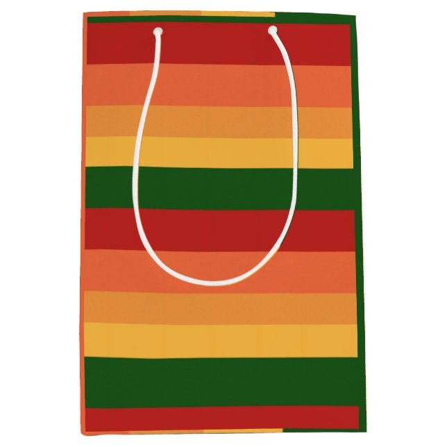 Striped Colours of Autumn Medium Gift Bag (Front)