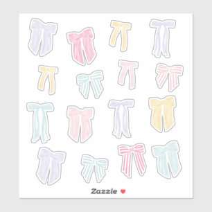 Striped Coquette Bows mint pink yellow lilac