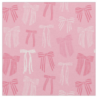 Striped Coquette bows on pink Fabric