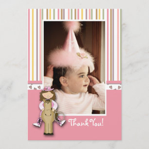 Striped Cowgirl Photo Thank You Card