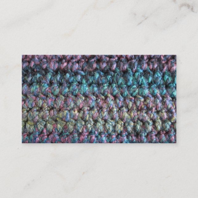Striped crocheted knitted wool business card (Front)