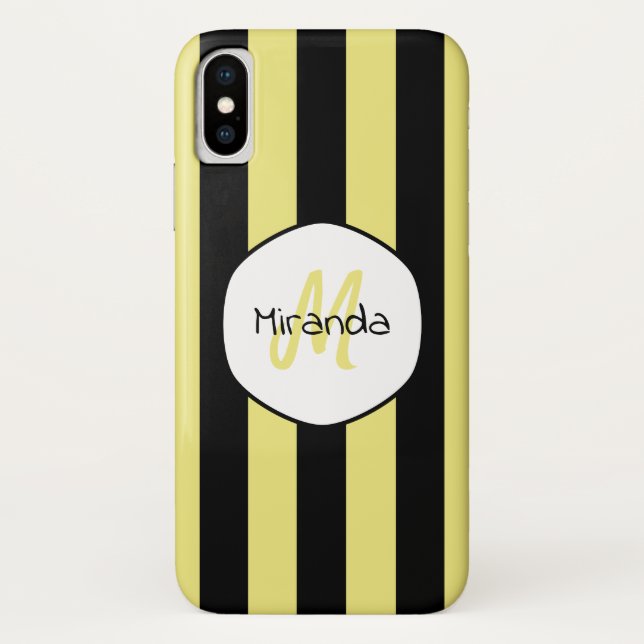 Striped Cucumber Beetle Pattern Name and Monogram Case-Mate iPhone Case (Back)