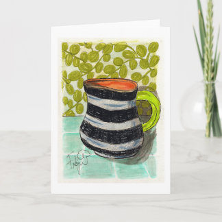 Striped Cup of Coffee Please Card