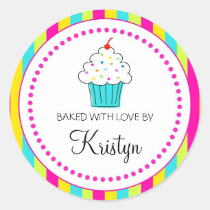 Striped Cupcake labels, From the Kitchen Of... Classic Round Sticker
