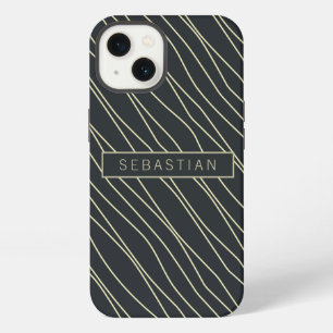 Striped Dark Blue Pattern Personalised iPhone 13 Case