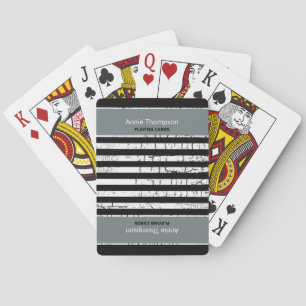 STRIPED DECK-OF-CARDS WITH NAME black white Playing Cards